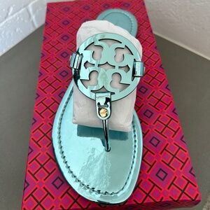 Tory Burch Miller Metallic Slides NIB Size 9